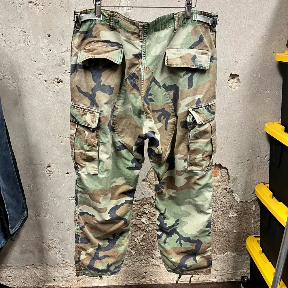 Y2K Military Issued Camo Baggy Cargo Adjustable Canvas Pants Large Regular 38x31 - Picture 4 of 6